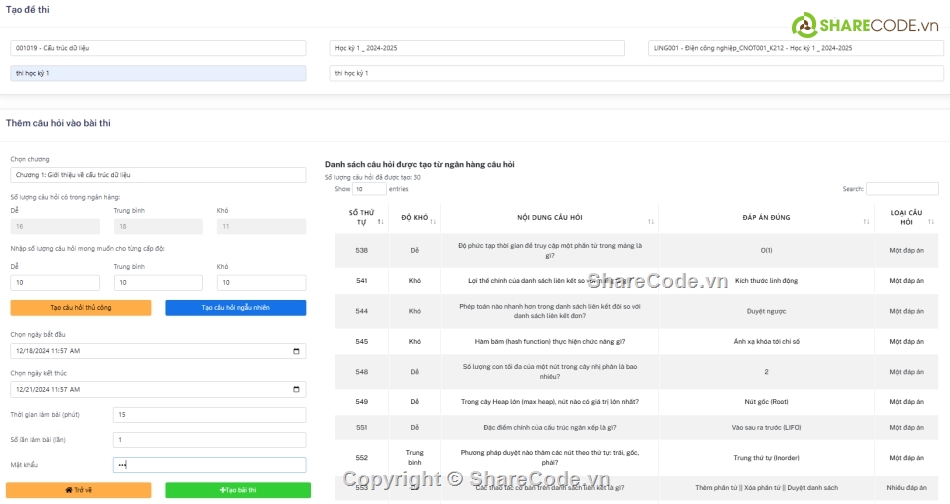 Trắc Nghiệm Online ASP.NET MVC,.NET,SQL Server,NET,SQL,Web Thi Trắc Nghiệm Online